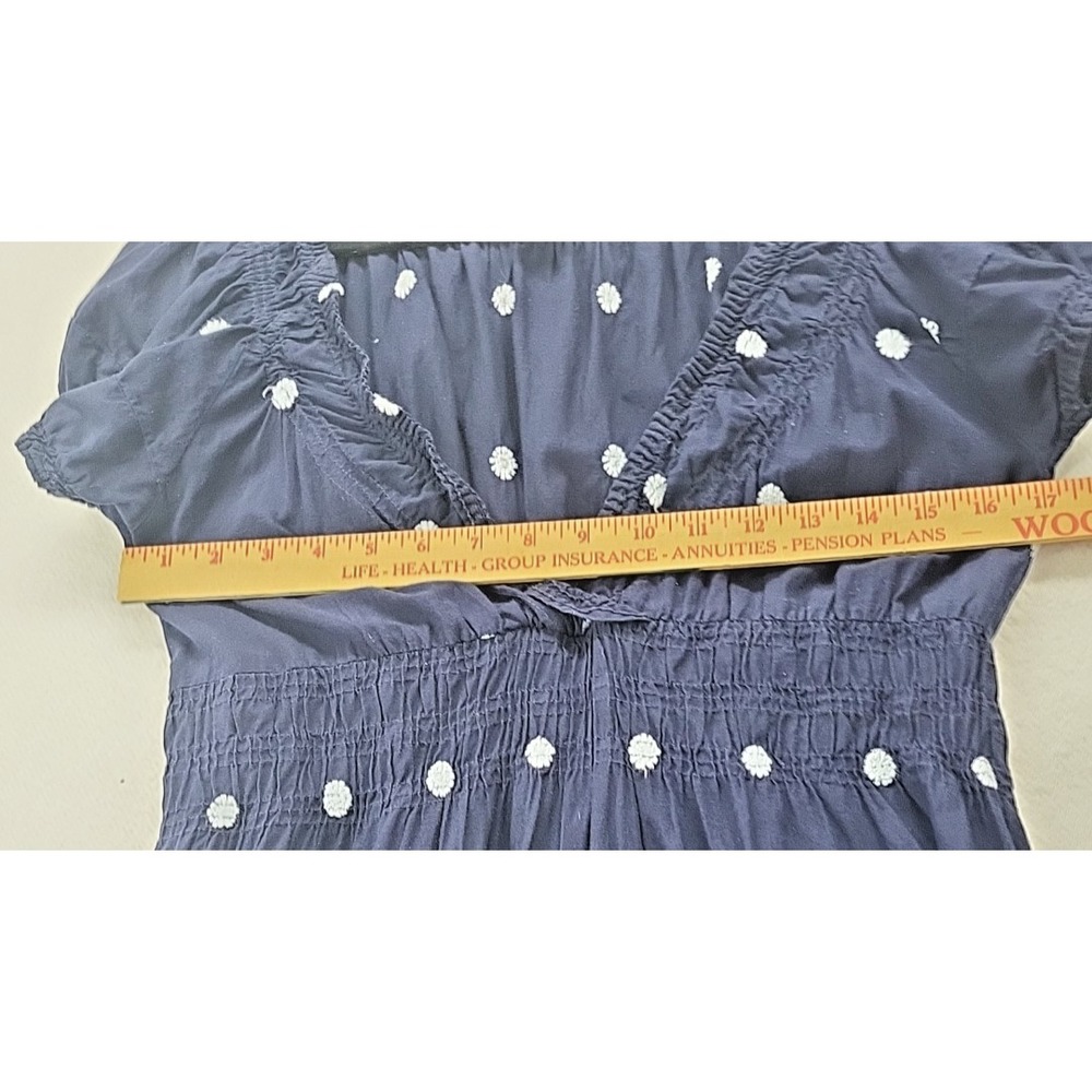 Vtg Cute Options Dress Women's Large Blue Floral Boho Milkmaid Embroidered Midi - Picture 10 of 13
